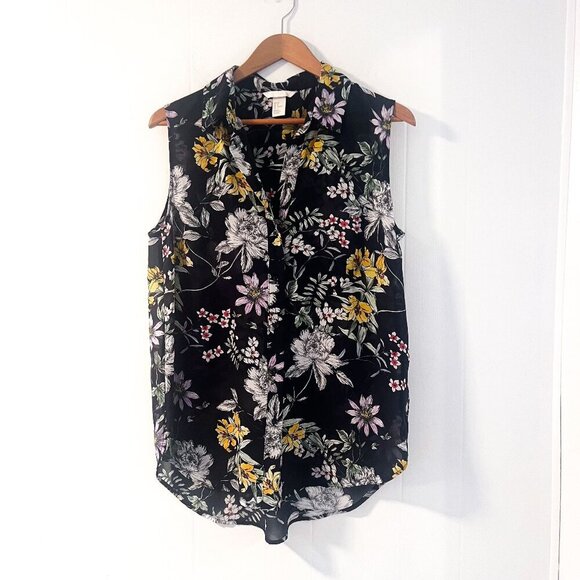 H&M Sheer Collared Button Down Tank Sleeveless Shirt - Picture 3 of 12